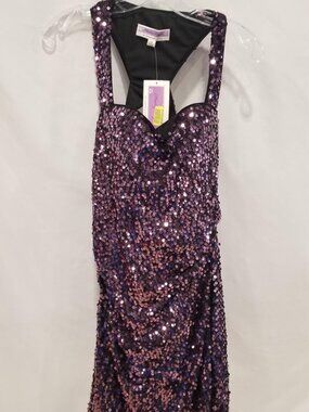 Hailey Logan By Adrianna Papell Purple Cutout Sequin Dress Women's Size 7/8